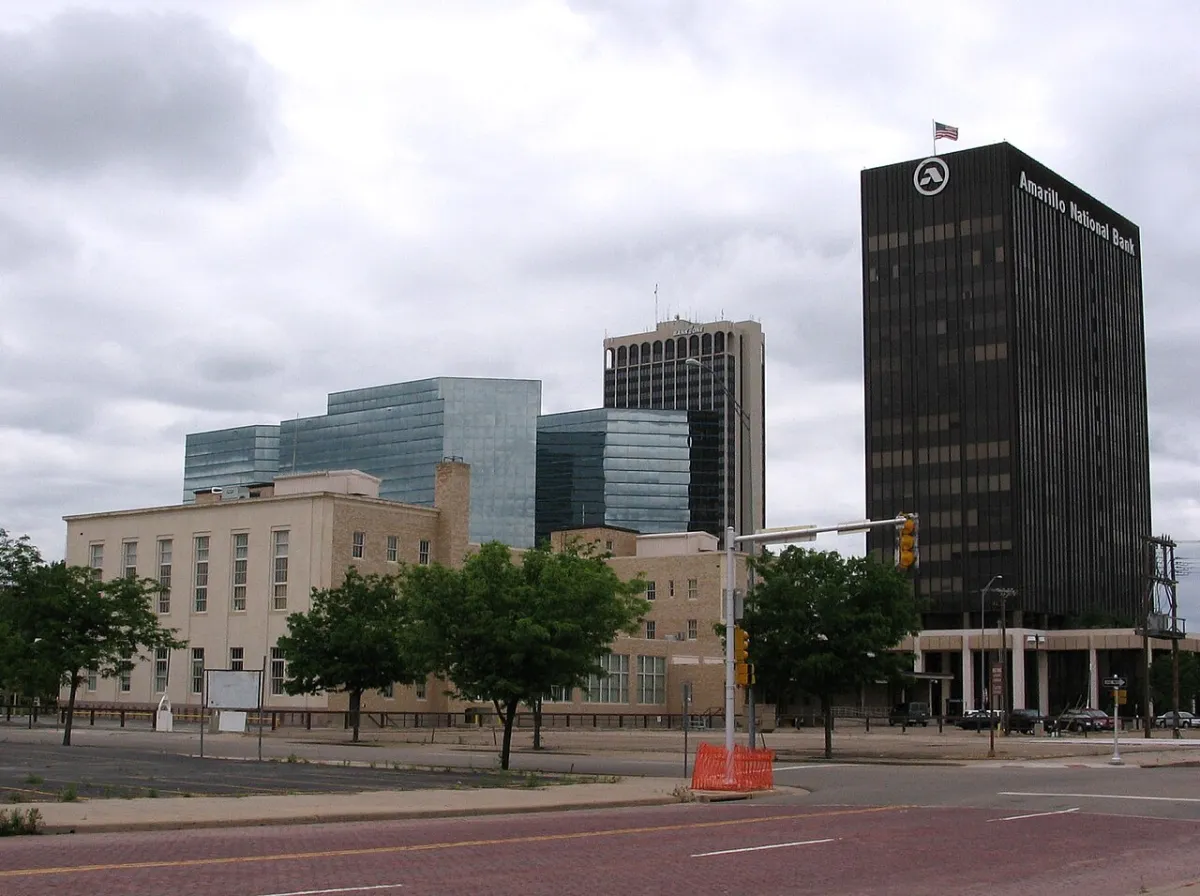 Skyline of Amarillo, Texas, where families search for birth doulas and plan their hospital births.