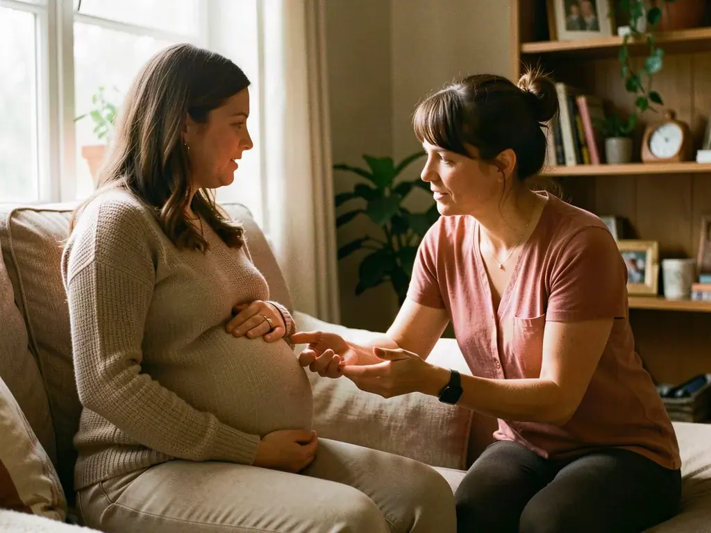 A doula supporting an expectant mom in American Canyon: Napa County birth support and doula care
