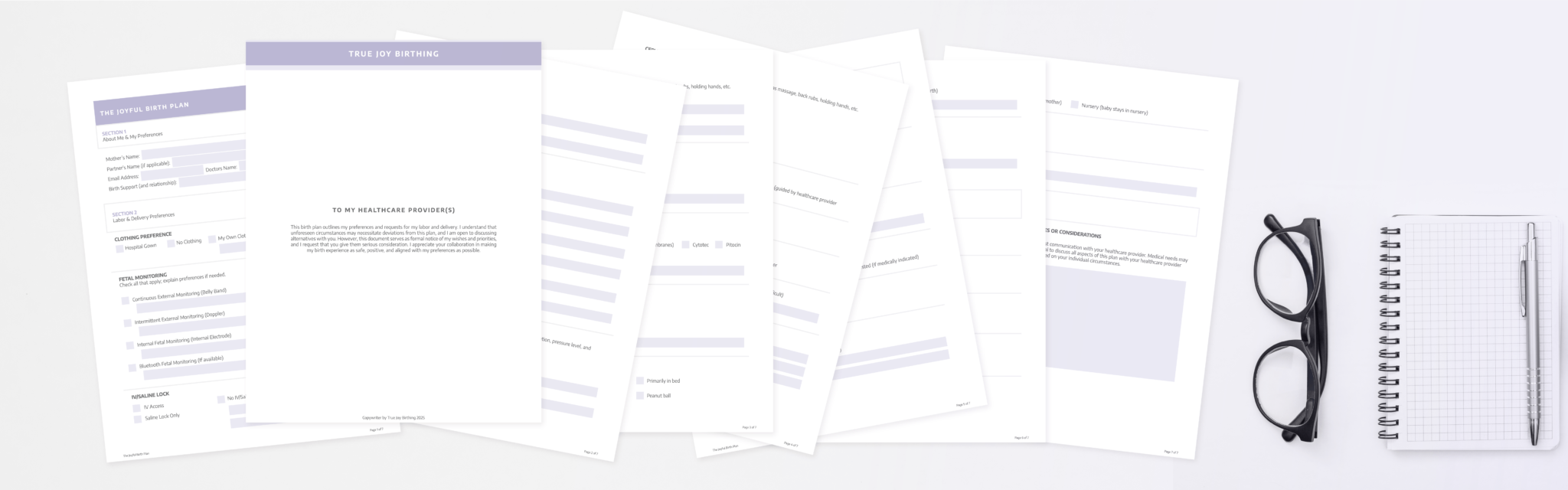 Joyful Birth Plan: fillable PDF checklist for labor, monitoring, and postpartum preferences