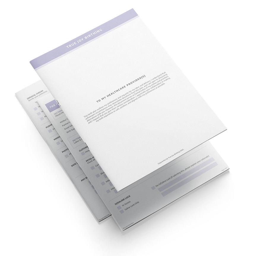 Joyful Birth Plan: an alternate view of the fillable PDF birth plan