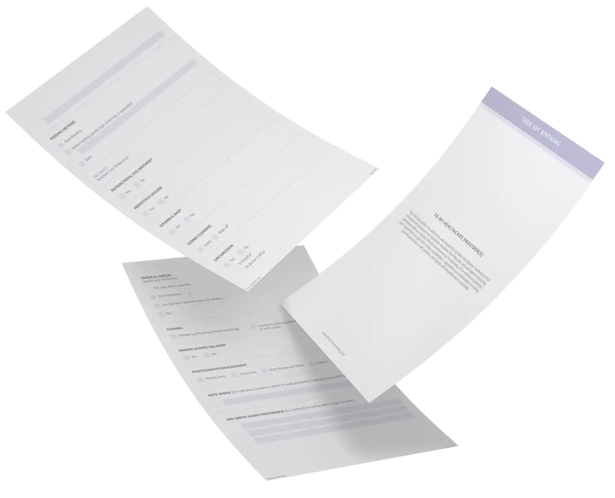 The free Joyful Birth Plan — newborn care preferences and the birth plan introduction letter