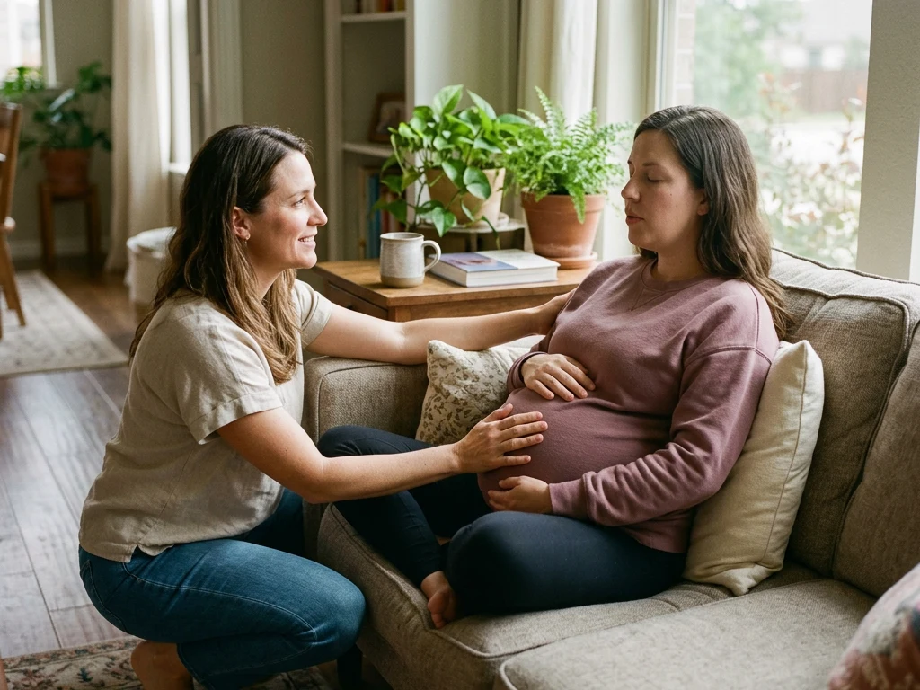 A doula supporting an expectant mom in Cedar Park: Texas Hill Country birth support and doula care