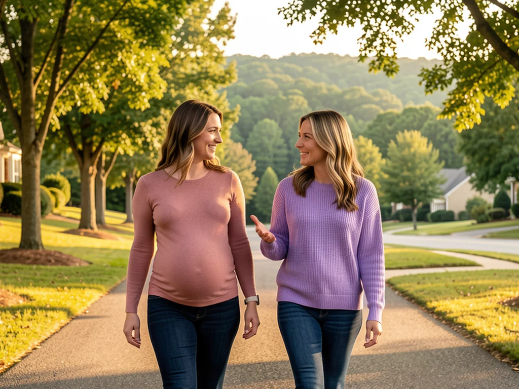 A doula walking alongside an expectant mom, offering continuous labor support
