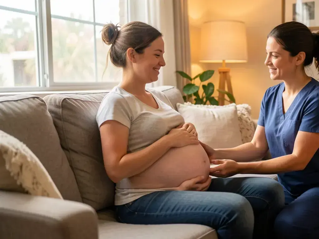 A doula supporting an expectant mom at home in Chula Vista: South Bay birth support and doula care