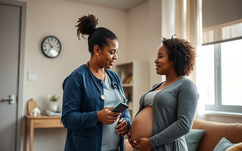 A doula walking alongside an expectant mom, offering continuous labor support