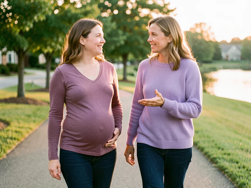 A doula providing supportive care to an expectant mother in Columbia, Maryland