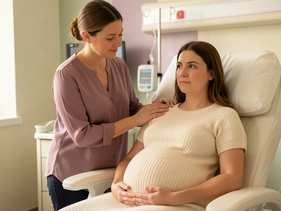 A doula supporting an expectant mom in Concord, NC: Cabarrus County birth support and doula care