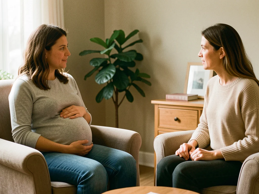 A doula walking alongside an expectant mom, offering continuous labor support