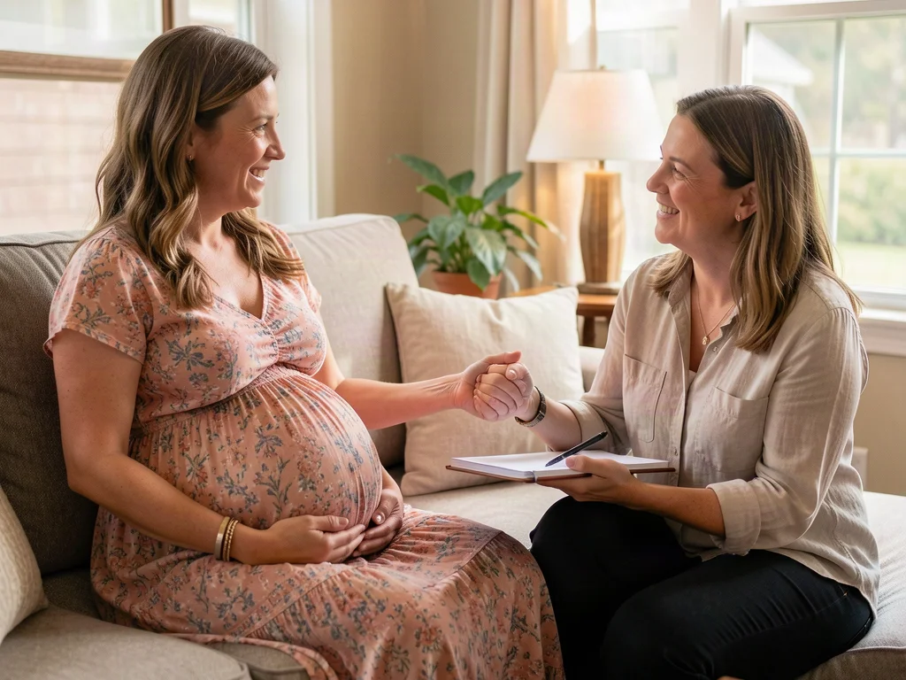A doula supporting an expectant mom in Leesburg: Lake County Florida birth support and doula care