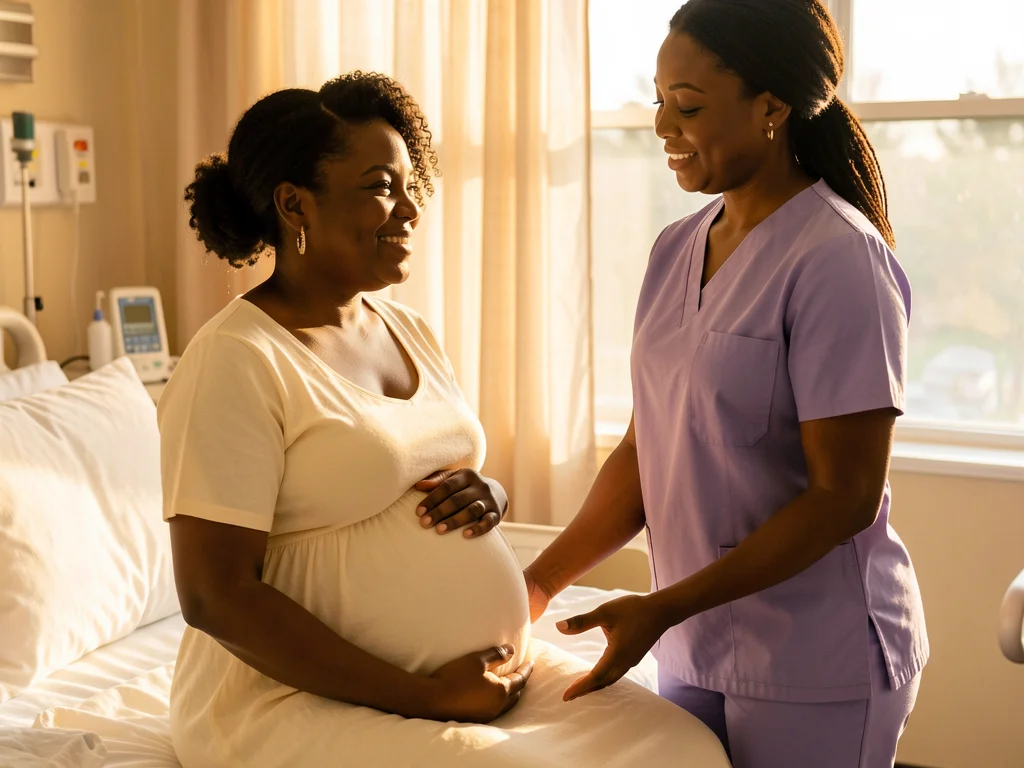 A doula walking alongside an expectant mom, offering continuous labor support
