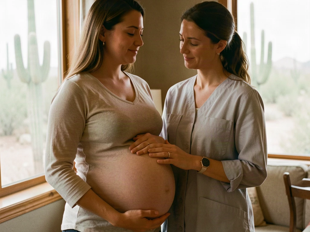A doula supporting an expectant mom in Mesa, AZ: birth support and doula care