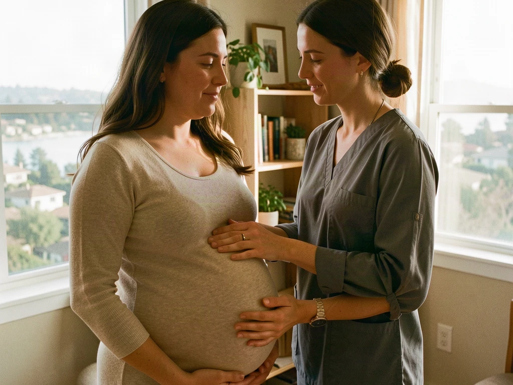 A doula supporting an expectant mom in Oakland, CA: birth support and doula care