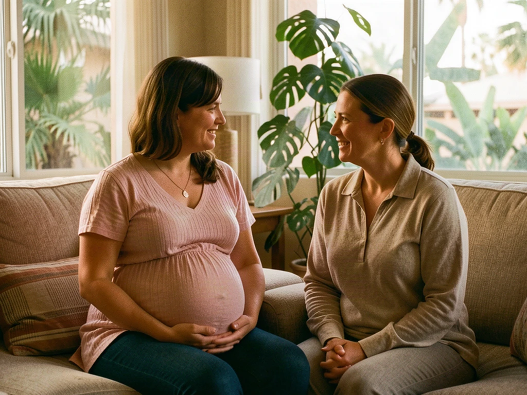 A doula supporting an expectant mom in Palm Springs, Florida: Palm Beach County birth support