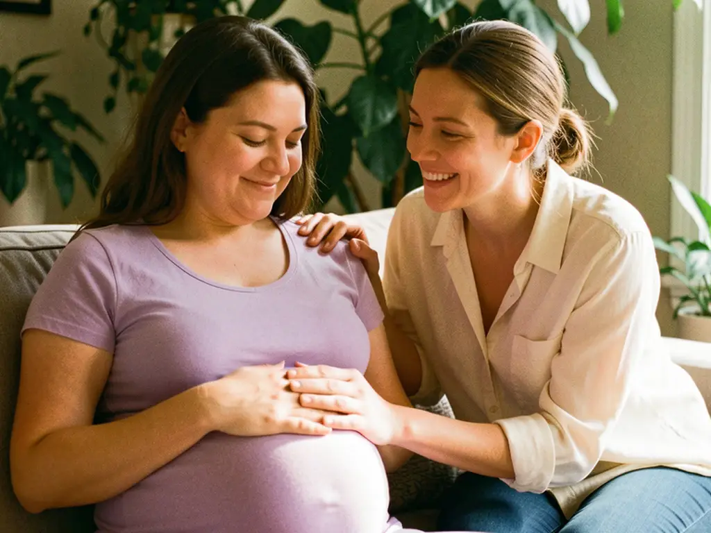 A doula walking alongside an expectant mom, offering continuous labor support