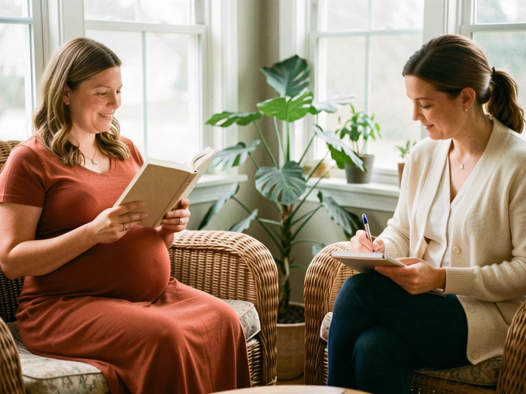 A doula supporting one visibly pregnant Rosemount mom beside a Minnesota lake