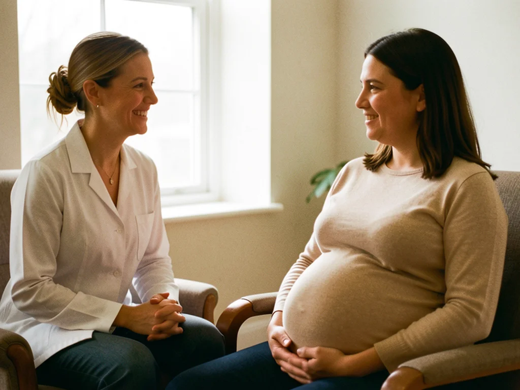 Pregnant woman in consultation with a doula in Tulsa, Oklahoma